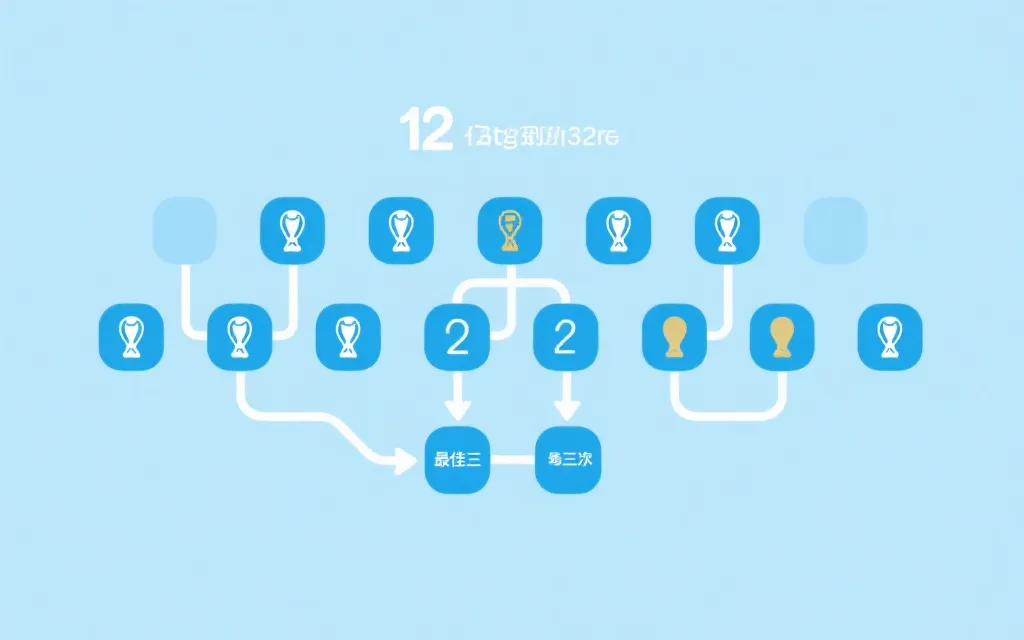 简洁的世界杯晋级路径信息图：小组前二与最佳第三晋级到32强